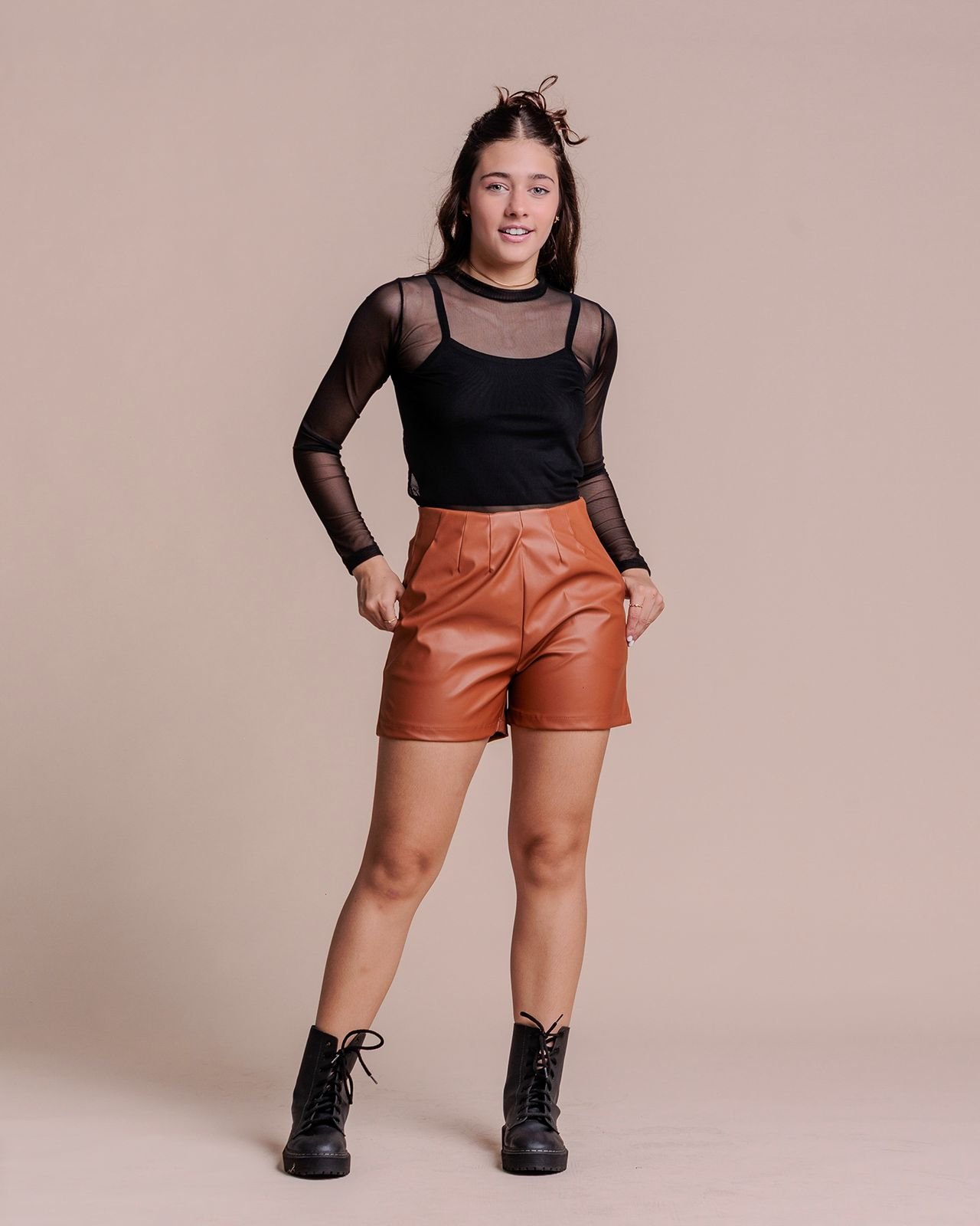 Alternative view of Blusa Juvenil Feminino de Tule Manga longa com Top Interno