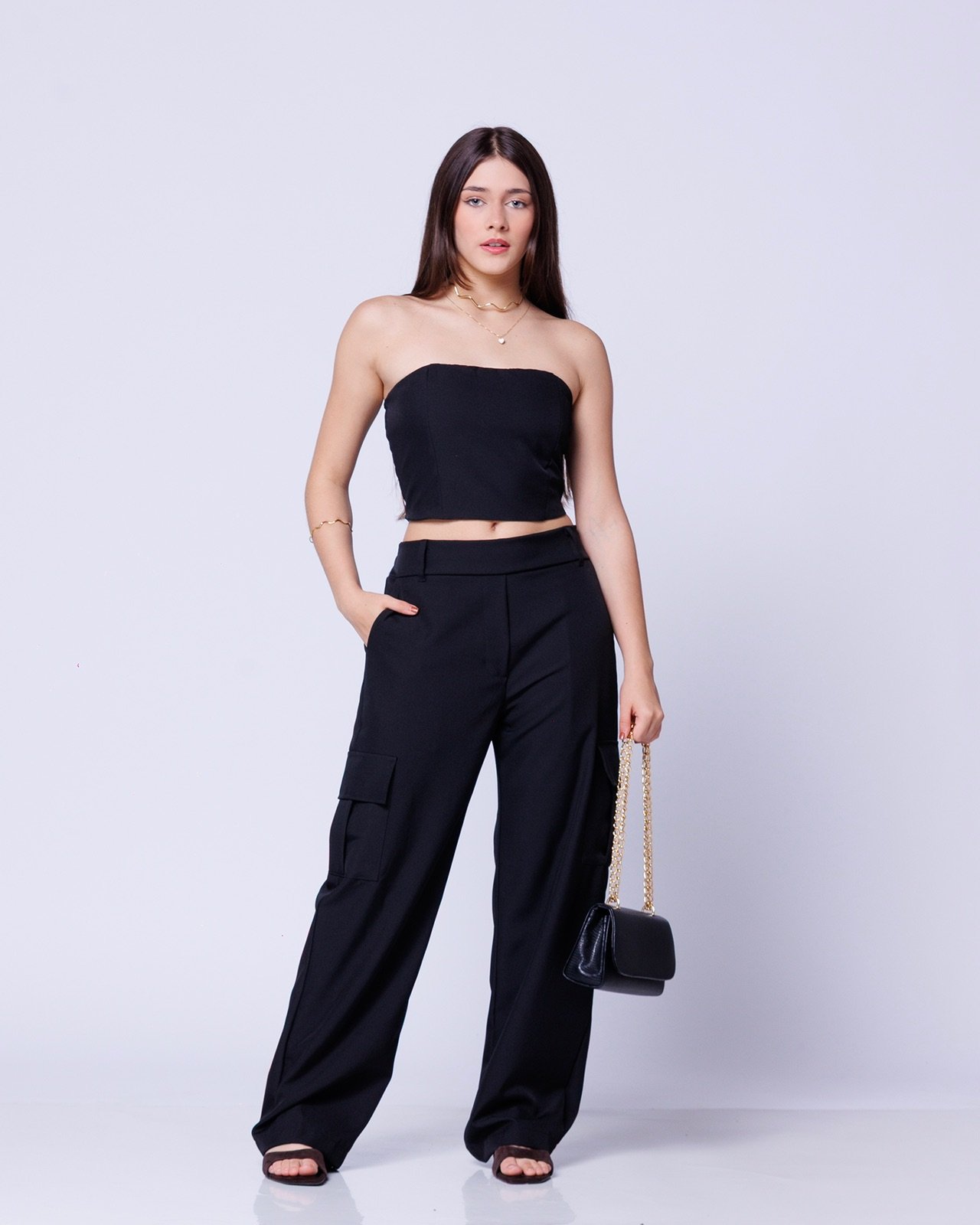 Conjunto Calça Cargo com Top Faixa