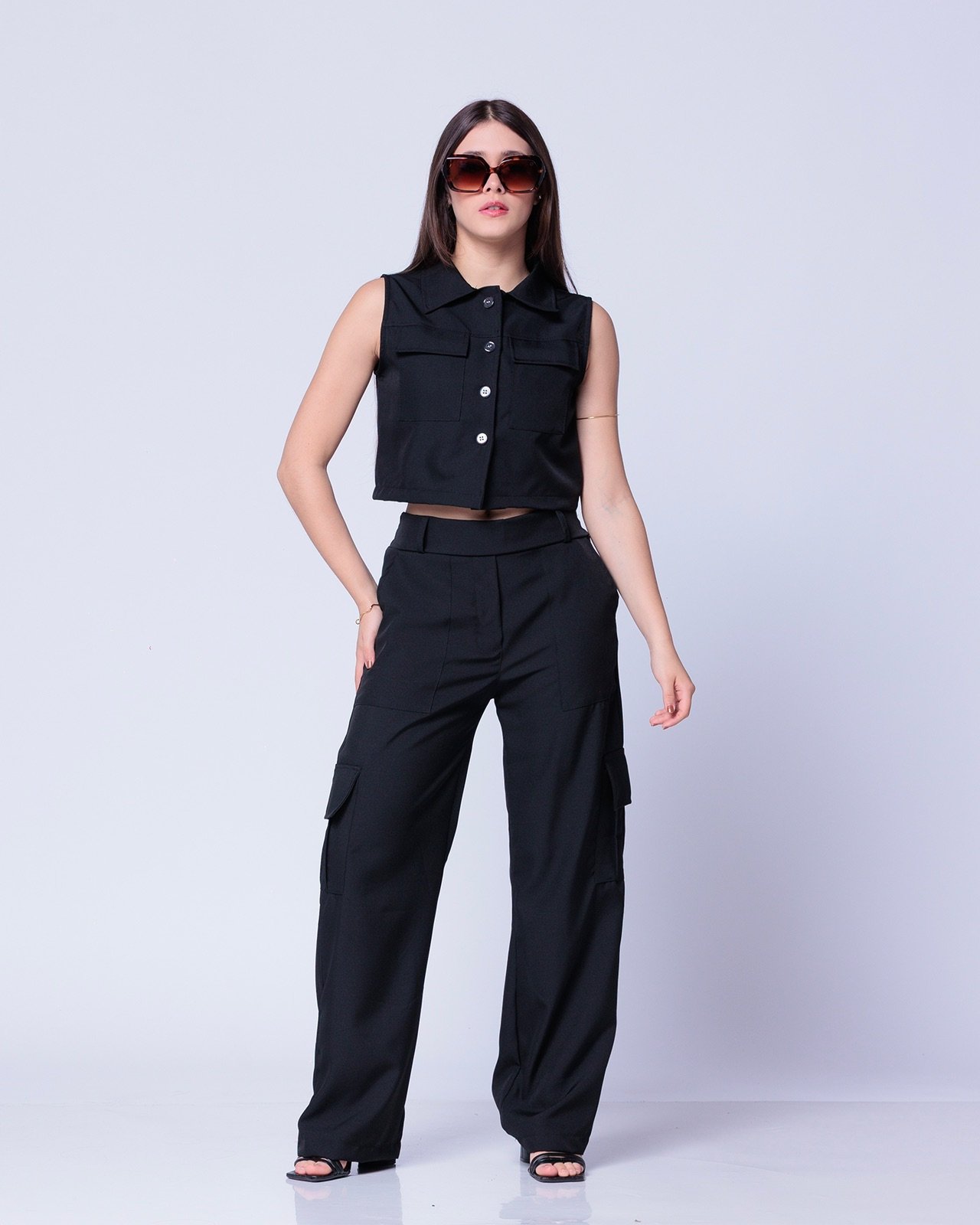 Conjunto Calça Cargo com Colete/6 bolsos
