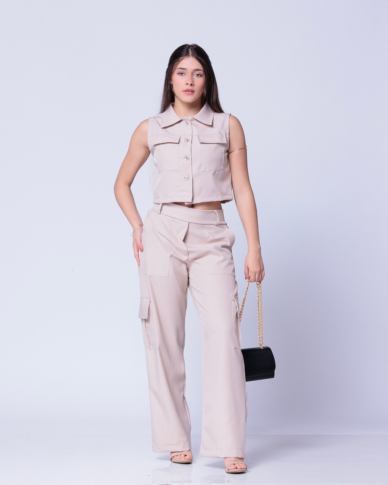 Conjunto Calça Cargo com Colete/6 bolsos 9 Conjunto Calça Cargo com Colete/6 bolsos - Imagem 9
