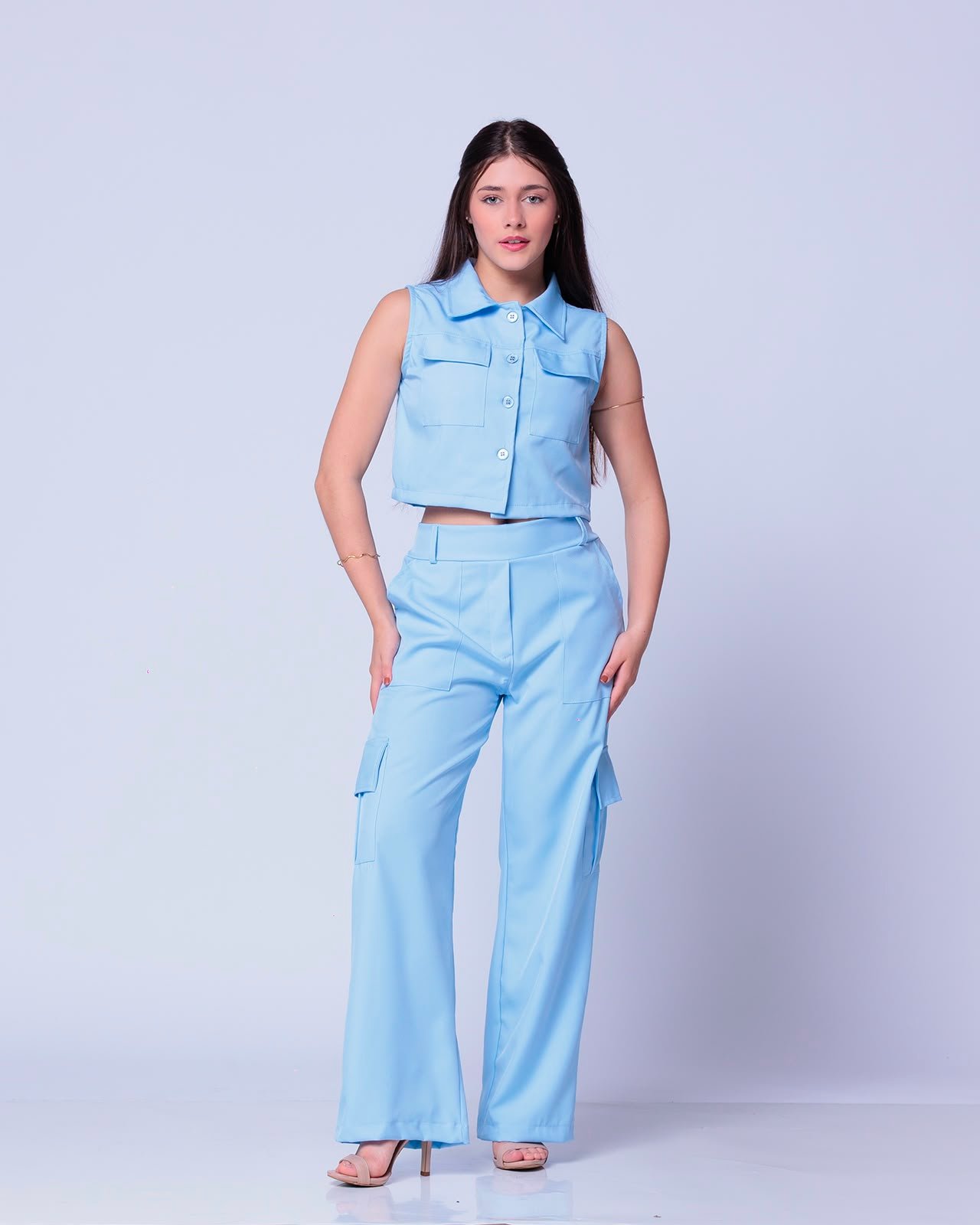 Conjunto Calça Cargo com Colete/6 bolsos 3 Conjunto Calça Cargo com Colete/6 bolsos - Imagem 3