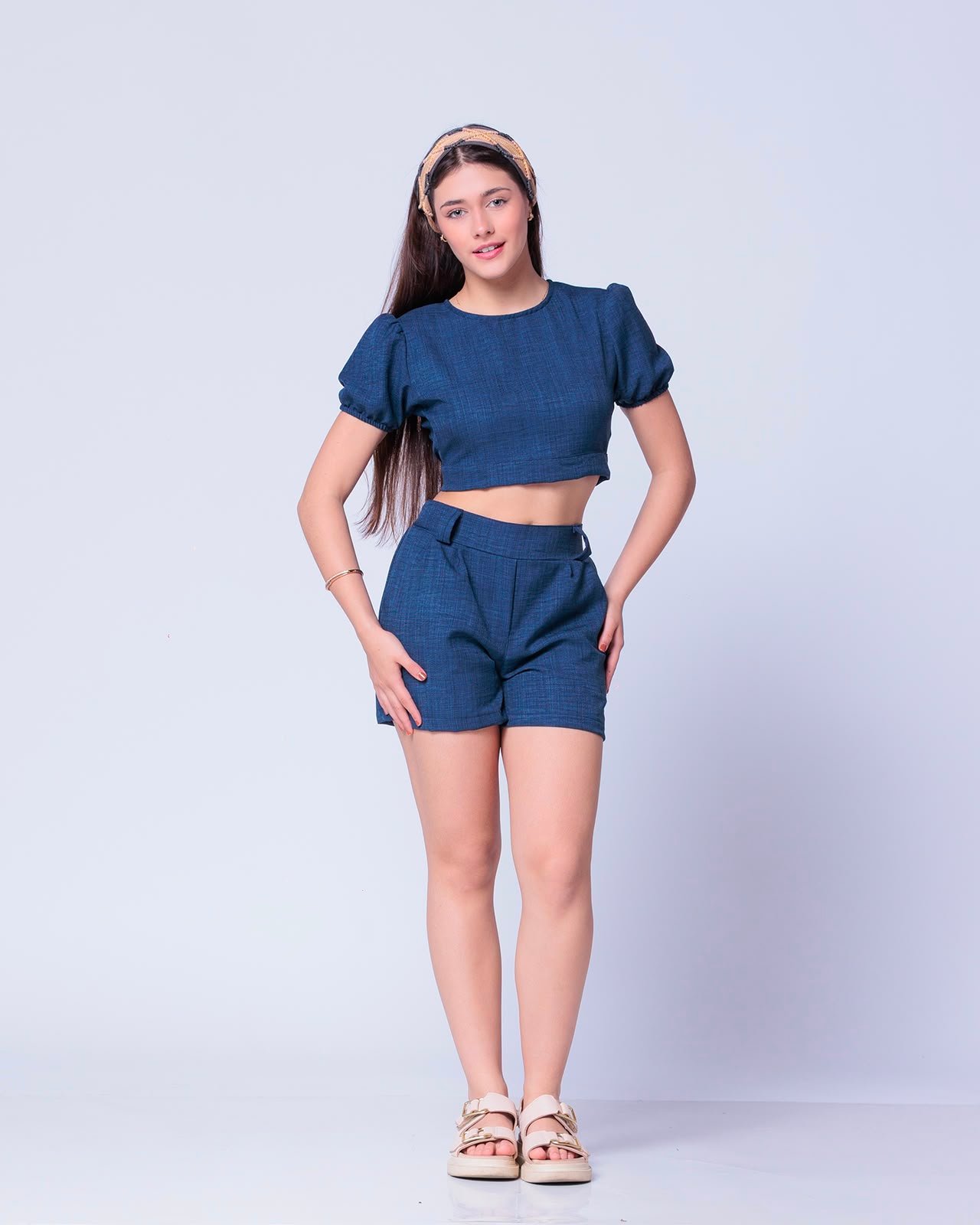 Conjunto Short com Croped de amarrar/tecido linho 7 Conjunto Short com Croped de amarrar/tecido linho - Imagem 7