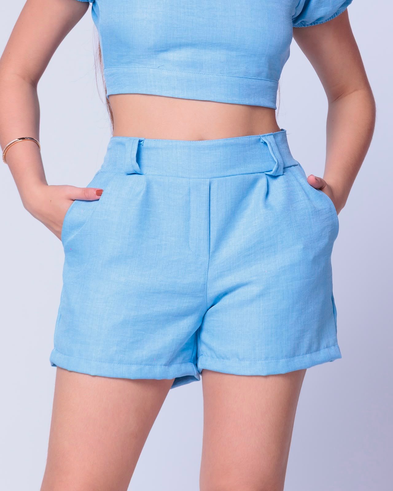 Conjunto Short com Croped de amarrar/tecido linho 5 Conjunto Short com Croped de amarrar/tecido linho - Imagem 5