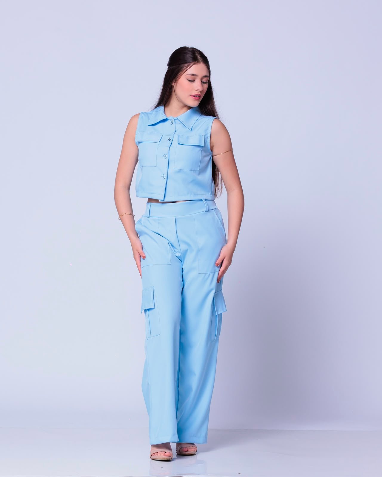 Conjunto Calça Cargo com Colete/6 bolsos 4 Conjunto Calça Cargo com Colete/6 bolsos - Imagem 4