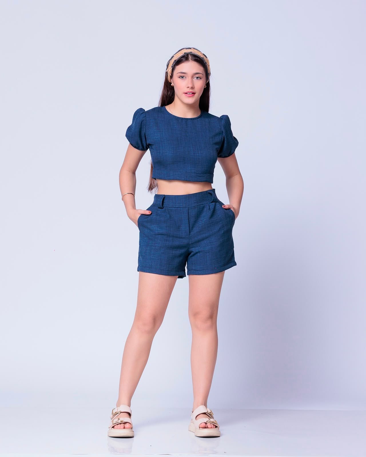 Conjunto Short com Croped de amarrar/tecido linho 14 Conjunto Short com Croped de amarrar/tecido linho - Imagem 14