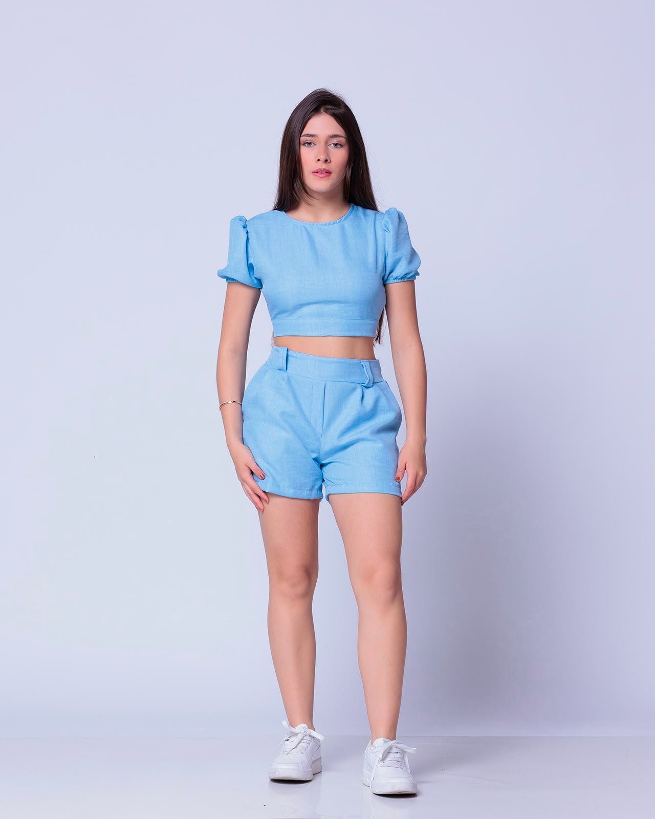 Conjunto Short com Croped de amarrar/tecido linho 3 Conjunto Short com Croped de amarrar/tecido linho - Imagem 3